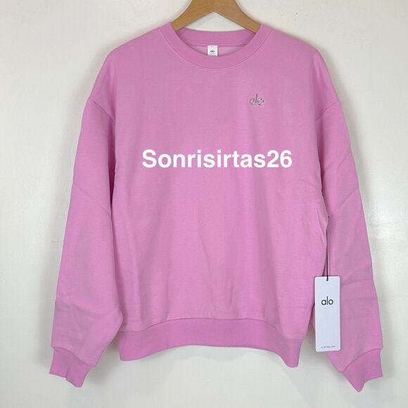 ALO Yoga Sweaters - Alo Yoga Accolade Crew Neck Pullover Valentine’s Candy Heart Pink NWT Size S
